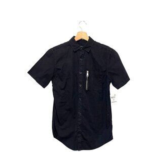 NWT INC International Concepts 100% Cotton Black Button-Up Shirt Womens  Size XS
